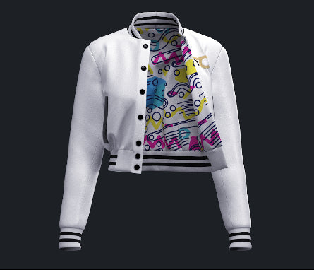 White Crop Top Varsity Jacket