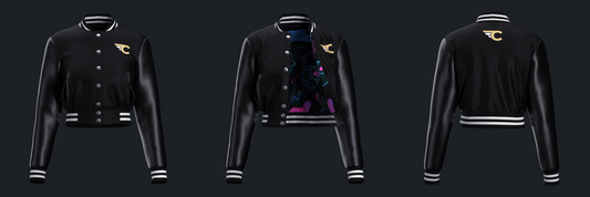 Black Women’s Varsity Jacket With Leather Sleeves